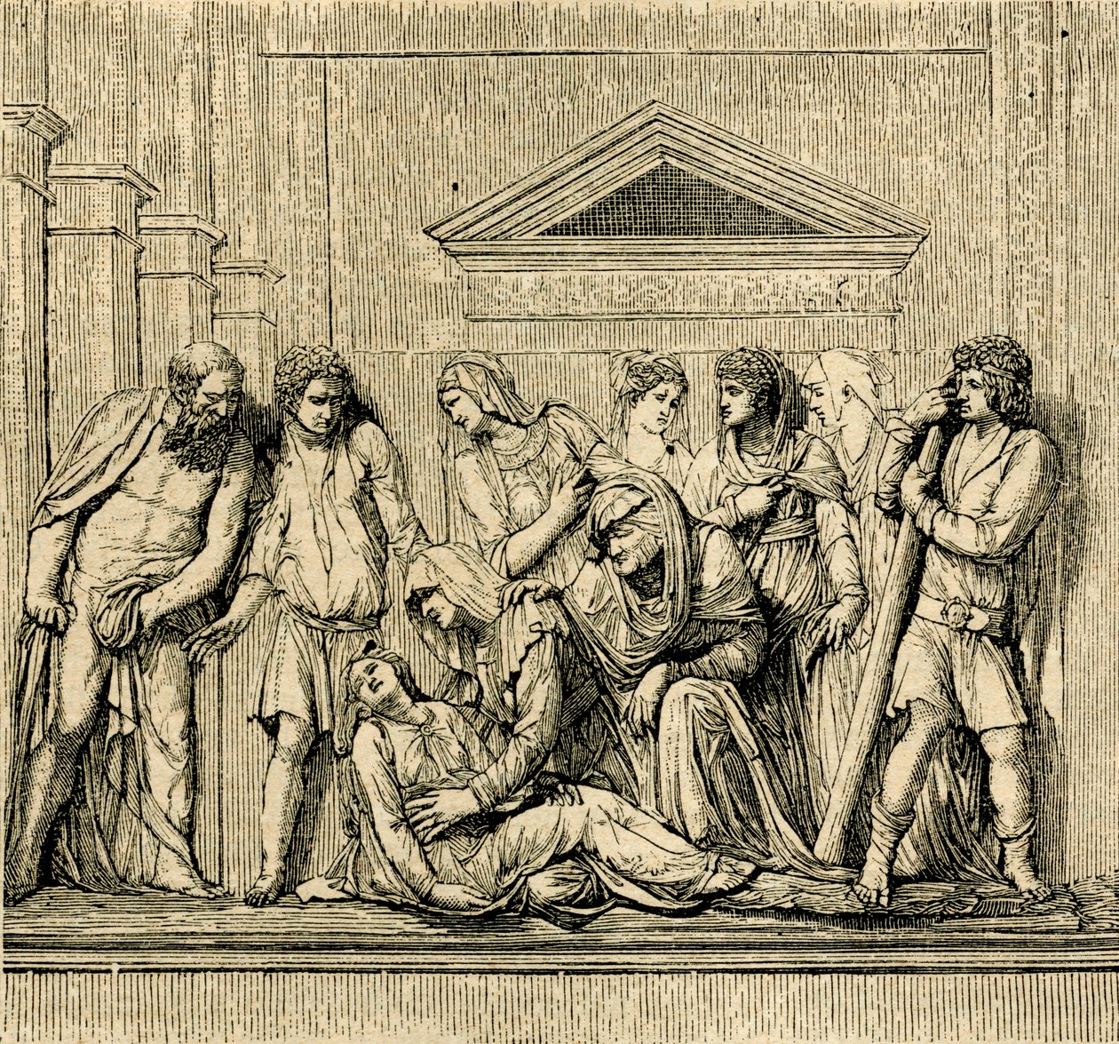 Santo António revive mulher afogada, relevo de mármore de Jacopo Sansovino (1486-1570), basílica de Santo António de Pádua, Pádua, Veneto, Itália de Jacopo (1486 1570) Sansovino