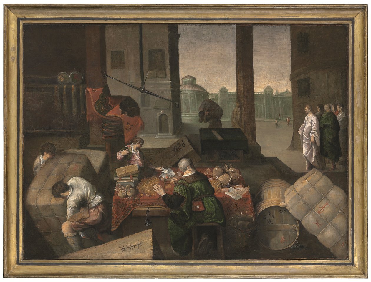 O Chamamento de São Mateus (óleo sobre tela) de Jacopo (1510 92) (circle) Bassano