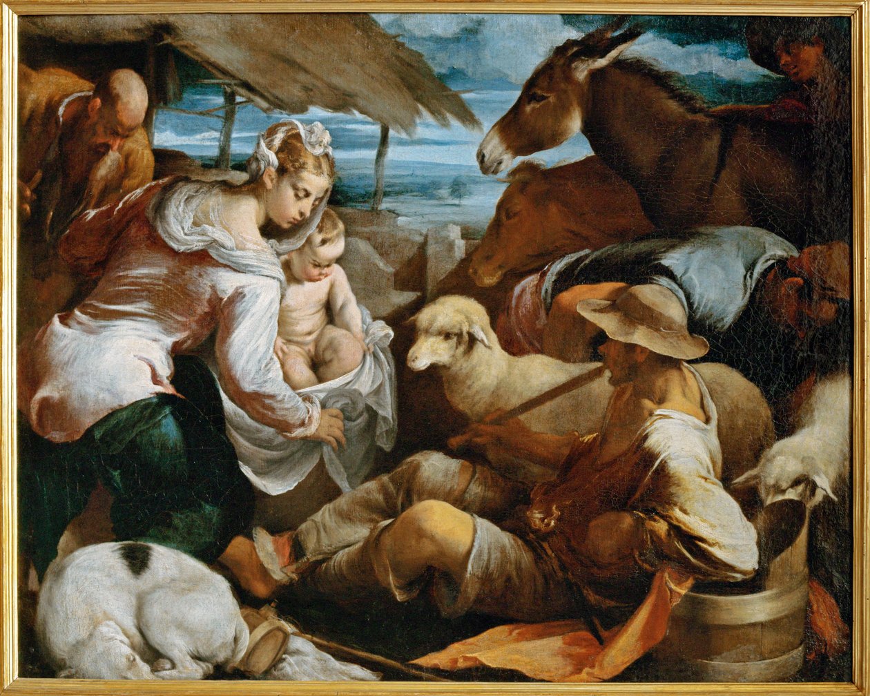 Adoração dos pastores (pintura sobre tela) de Jacopo (1510-92) Bassano