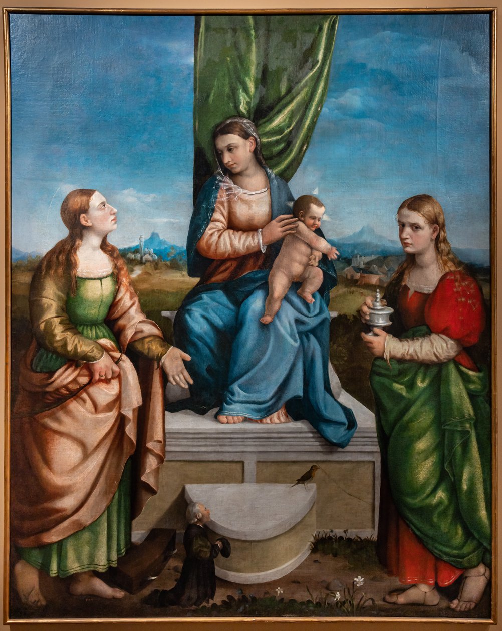Madona Entronizada com o Menino Jesus entre as santas Catarina e Maria Madalena, terceira década do século XVI (óleo sobre tela) de Jacopo (1510 92) Bassano