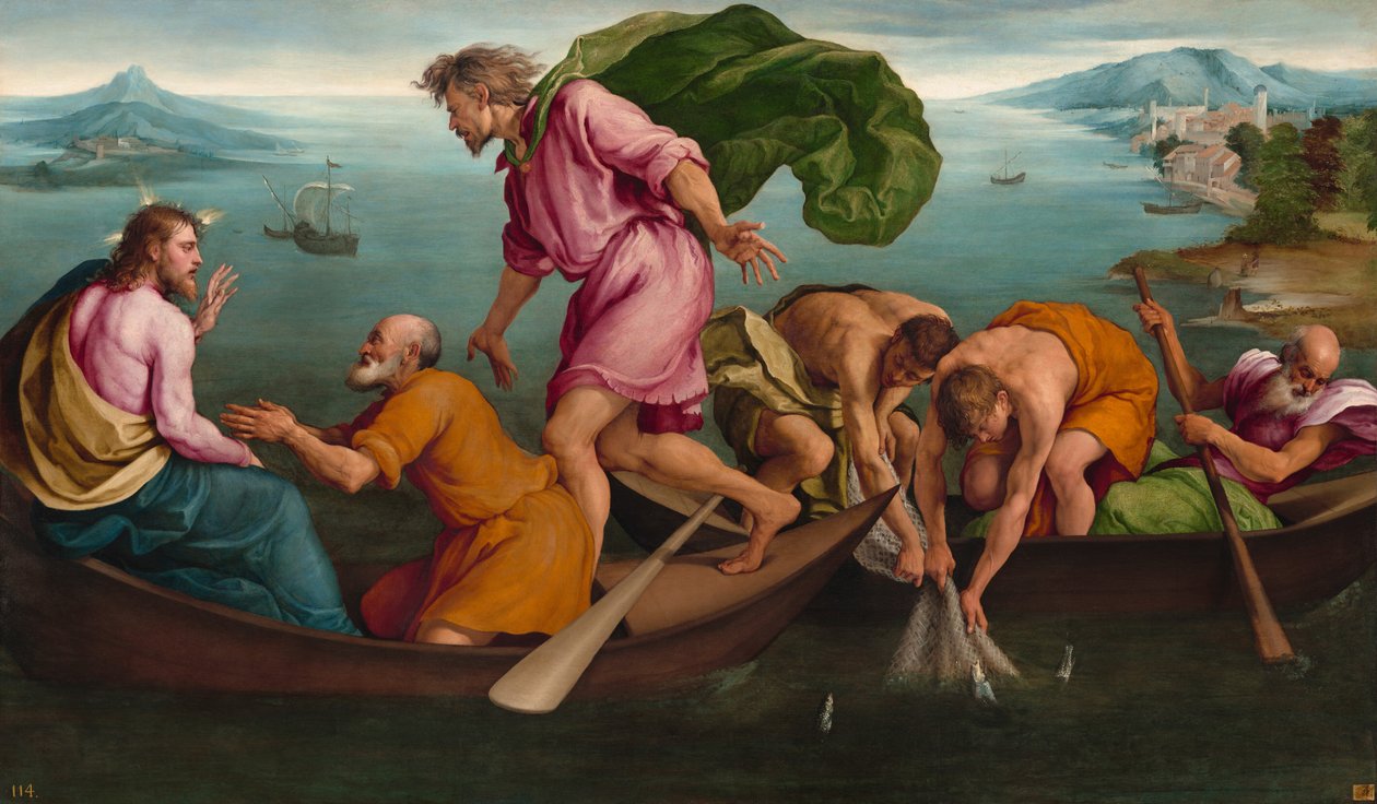 A pesca milagrosa dos peixes de Jacopo (1510-92) Bassano