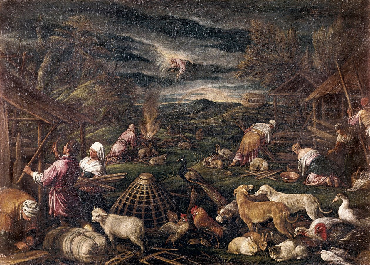 Nada depois do dilúvio. Pintura de Jacopo da Ponte, chamado Jacopo Bassano (1515-1592) de Jacopo Bassano