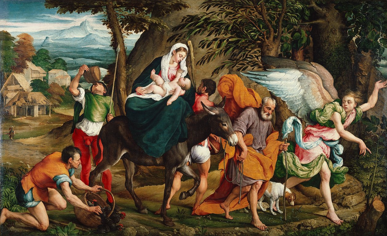 A fuga para o Egito, c.1544-45 (óleo sobre tela) de Jacopo (1510 92) Bassano