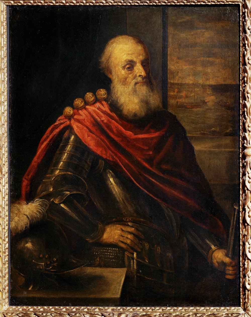 Retrato de Vincenzo Cappello, almirante veneziano, também conhecido como Retrato de Nicolo Capello, "governador" de uma galé ... de Jacopo (c.1480 1528) Palma