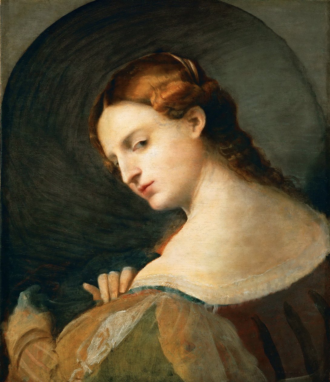 Portrait de jeune femme de profil - Retrato de uma jovem mulher de perfil, de Palma il Vecchio, Jacopo, a Velha (1480-1528). Óleo sobre madeira, c. 1520. Dimensão : 49x42,4 cm. Museu de História de Arte, Vienne de Jacopo (c.1480 1528) Palma