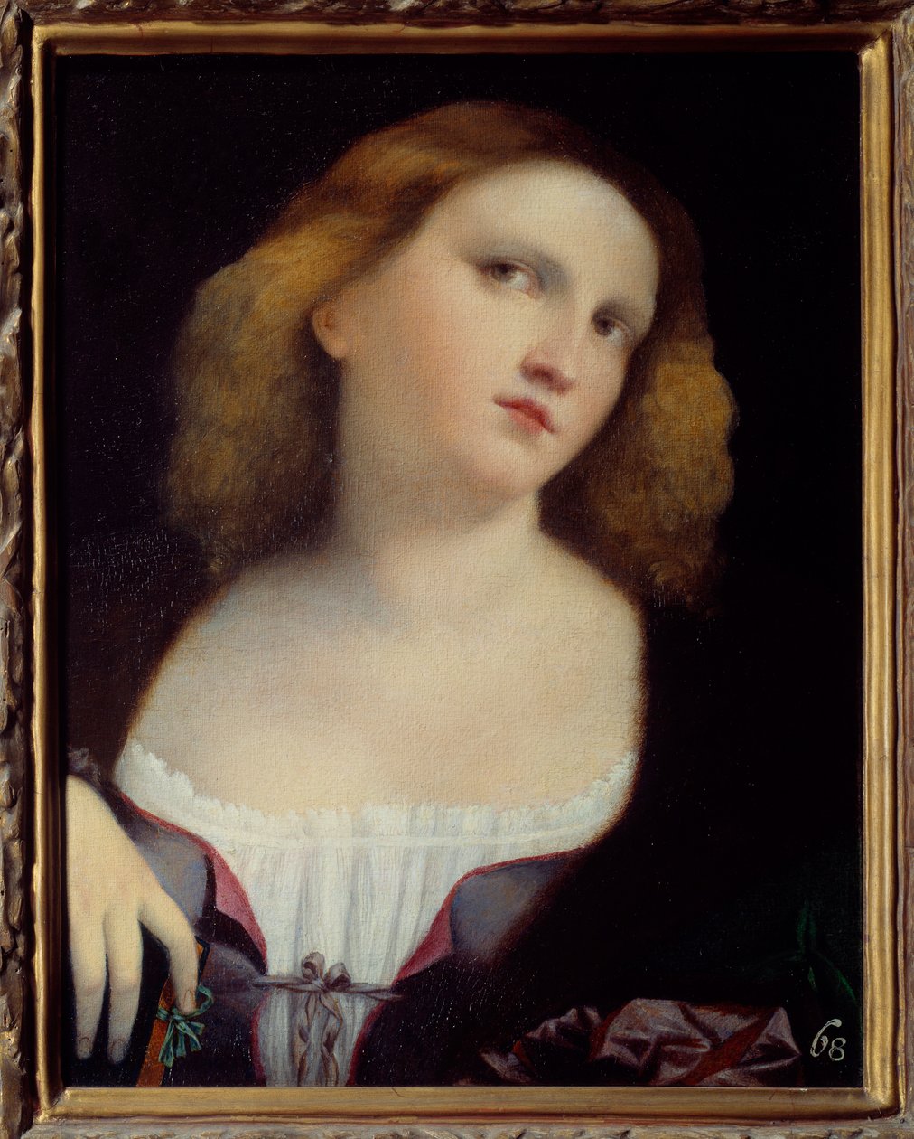 Retrato de Mulher Pintura em madeira transposta em tela por Jacopo Palma il Vecchio (1480-1528) 1513 Dim. 0,48 x 0,38 m Lyon, Musee des Beaux Arts de Jacopo (c.1480 1528) Palma