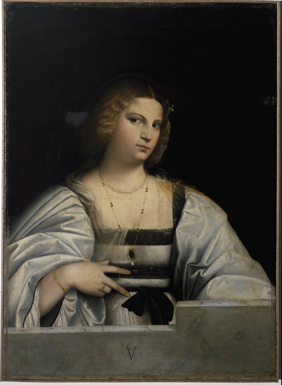 Retrato de uma senhora, Alegoria da Virgindade. (Pintura de Jacopo (c.1480 1528) Palma