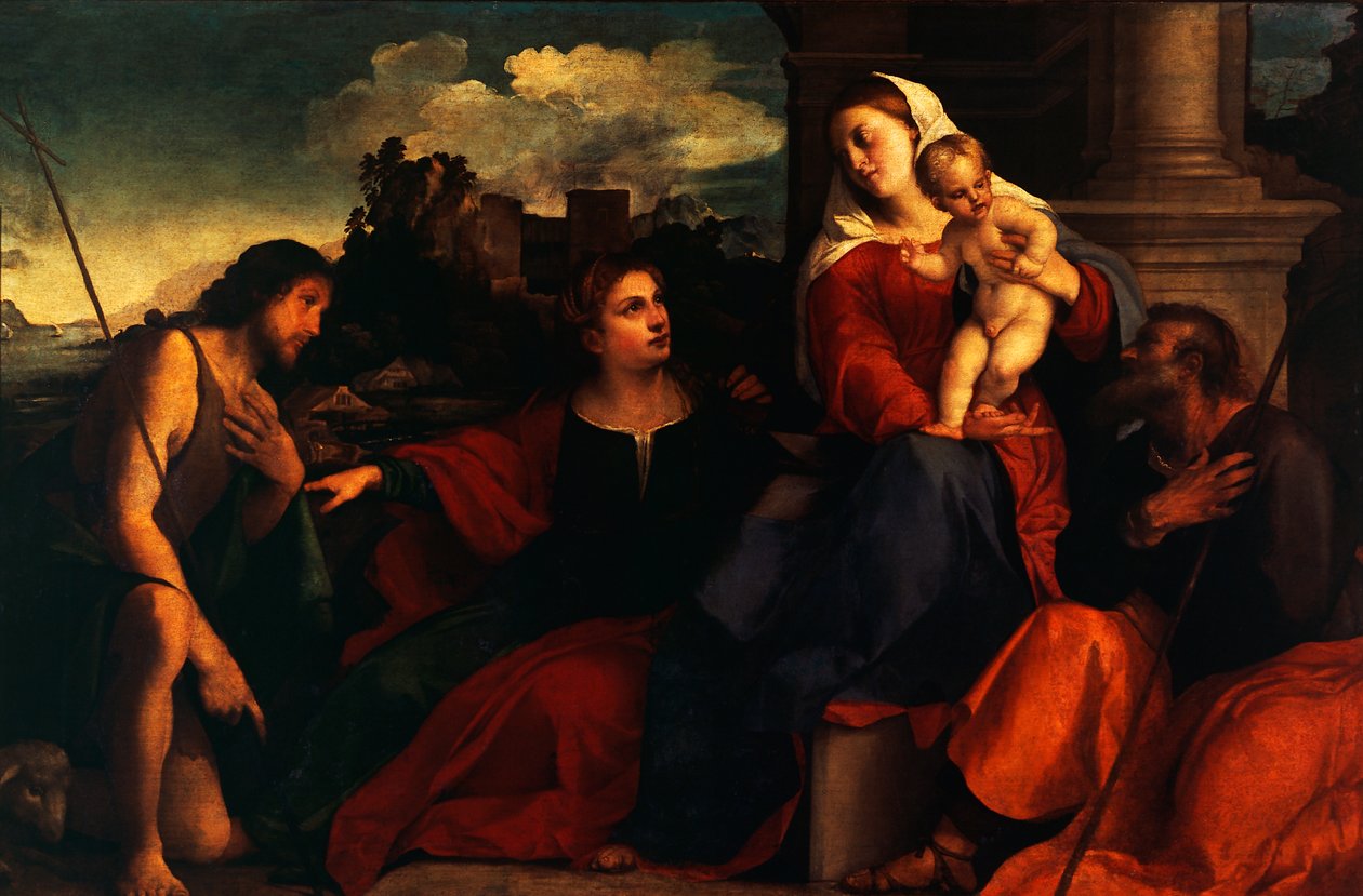 Conversa Sagrada, c.1525 (óleo sobre tela) de Jacopo (c.1480 1528) Palma