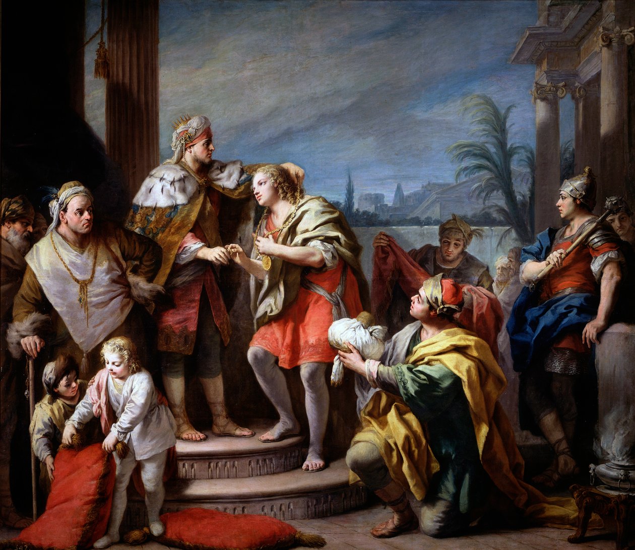 José devant Pharaon - José antes do Faraó - Peinture de Jacopo Amigoni (Giacomo Amiconi) (1675-1752), ca 1749 - Óleo sobre tela, 283x325 - Museo del Prado, Madrid de Jacopo Amigoni