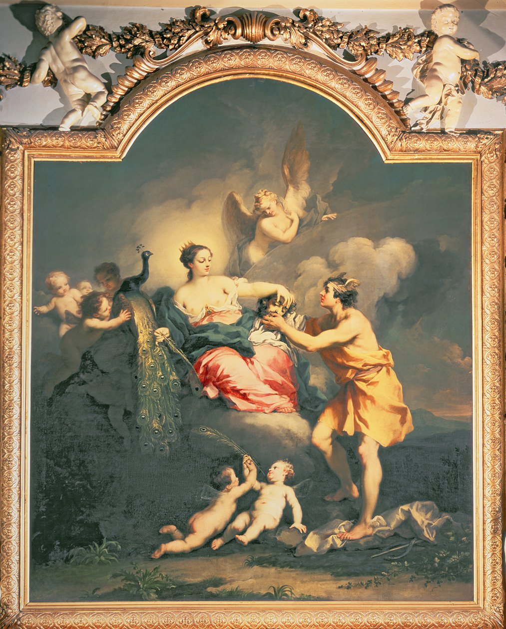 Juno Recebe a Cabeça de Argus (petróleo) de Jacopo Amigoni