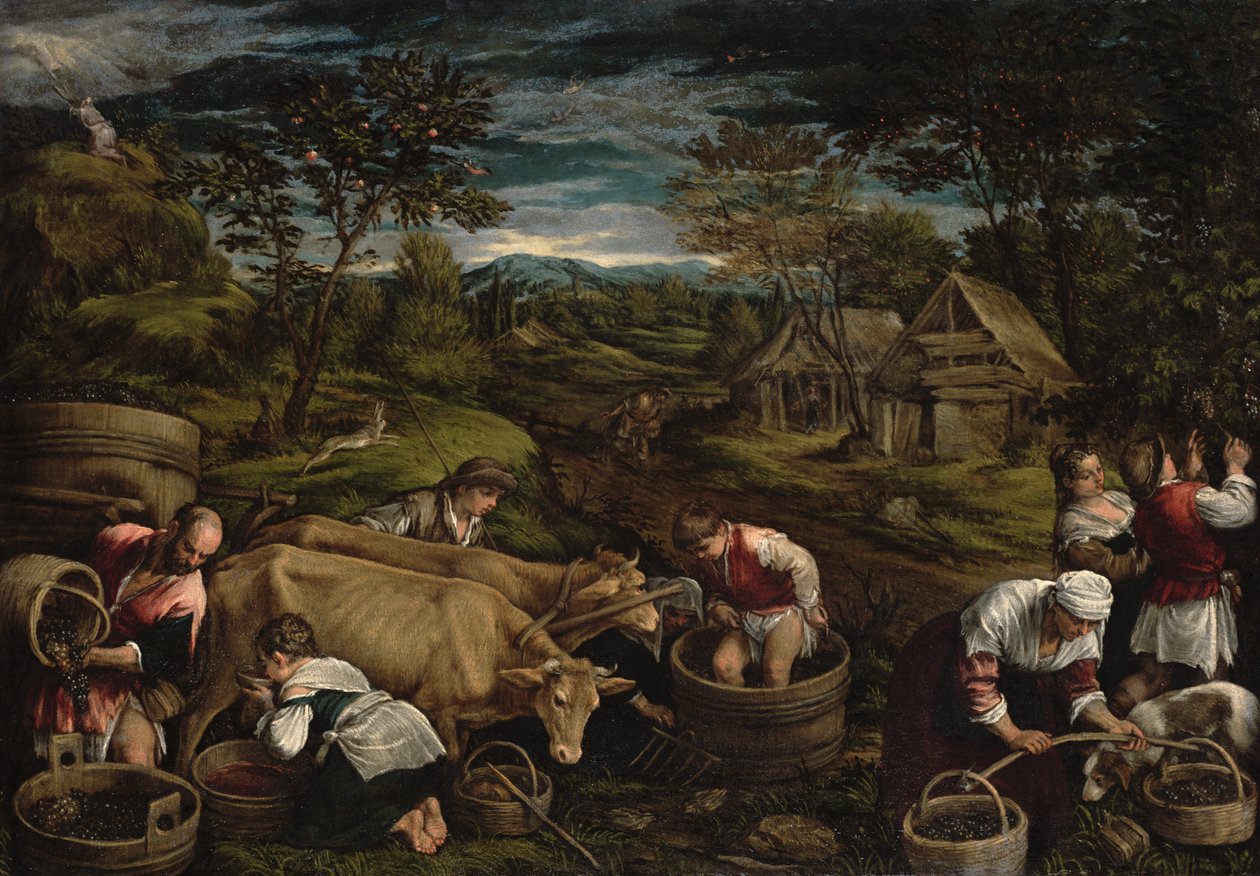 Colheita, (Moisés recebe os Dez Mandamentos), 1576 (para detalhes ver 65690) de Jacopo Bassano