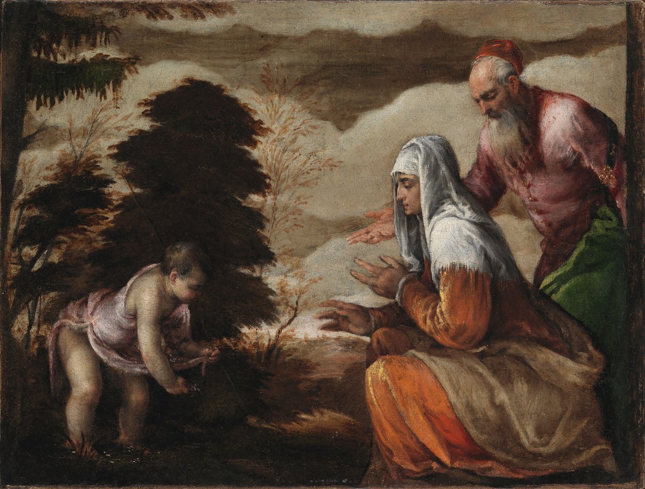 João Batista a colher flores para os seus pais de Jacopo Bassano