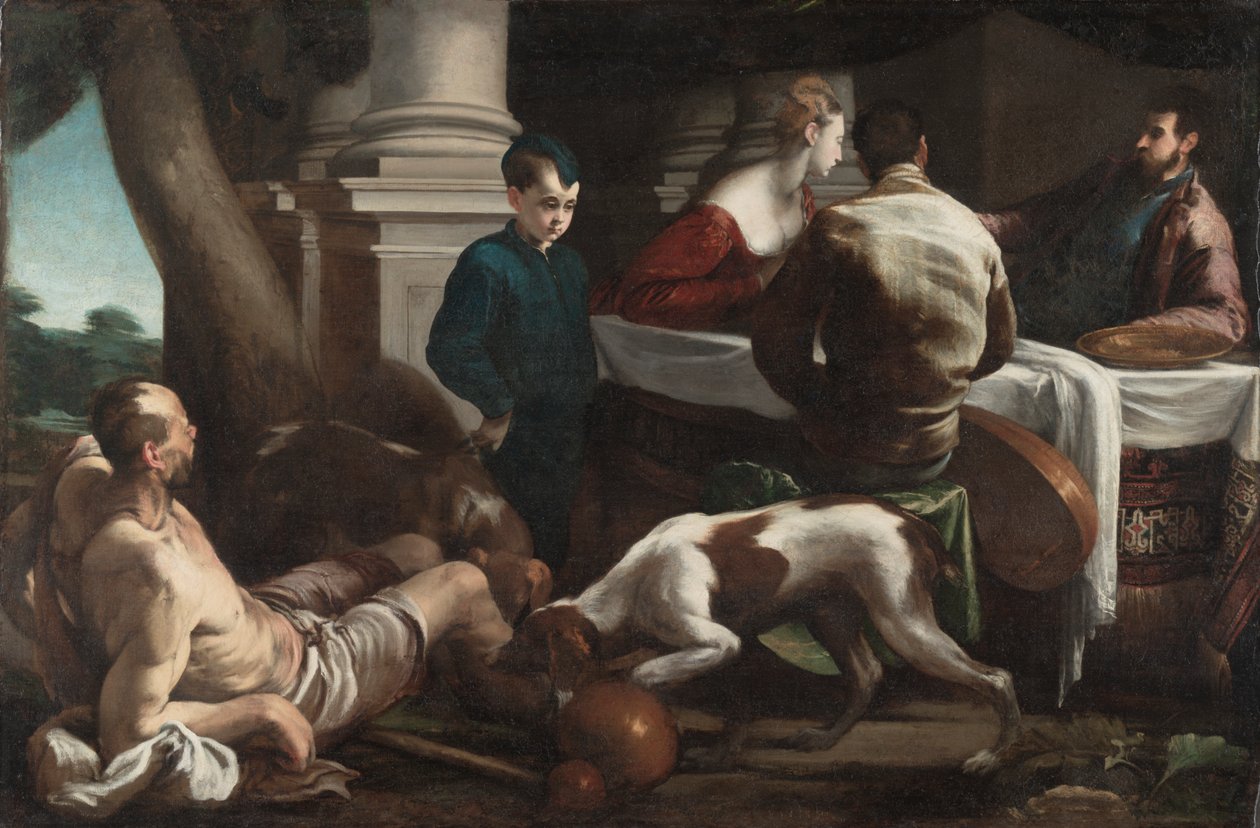 Lázaro e o homem rico, c. 1550 de Jacopo Bassano