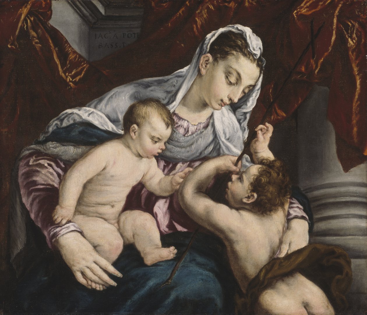 Virgem e Menino com o jovem São João Batista, 1560-65 de Jacopo Bassano