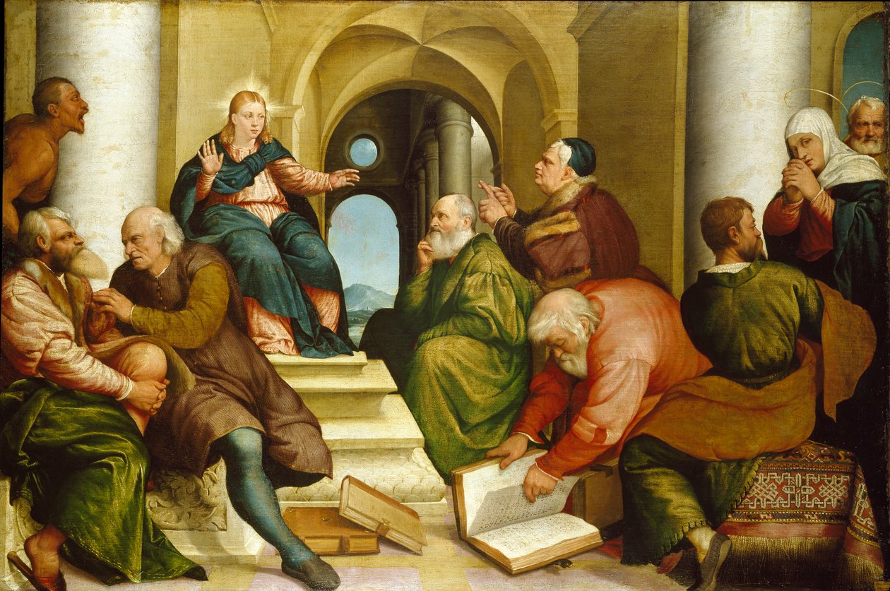 Cristo entre os Doutores, 1539 de Jacopo Bassano il vecchio