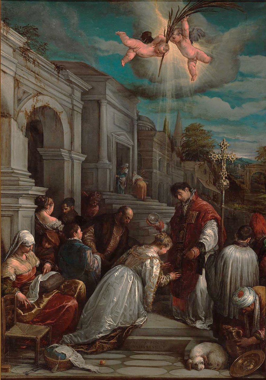 São Valentim batizando São Lucila, 1575 de Jacopo Bassano il vecchio