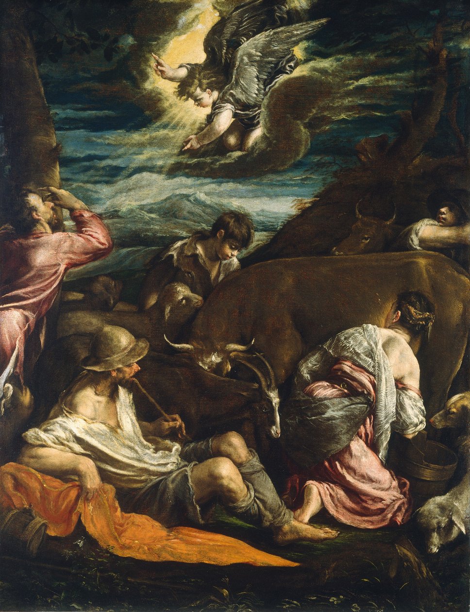 A Anunciação aos Pastores, provavelmente 15551560. de Jacopo Bassano il vecchio