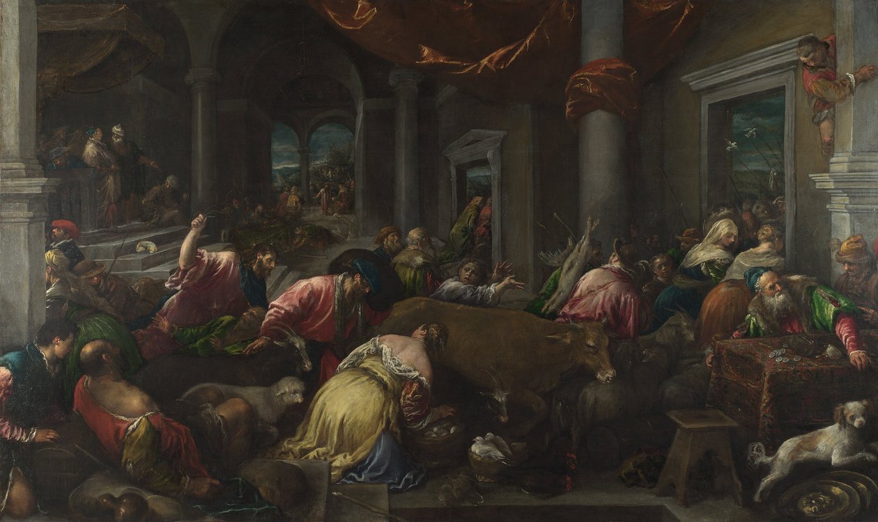 A Purificação do Templo, c. 1580 de Jacopo Bassano il vecchio