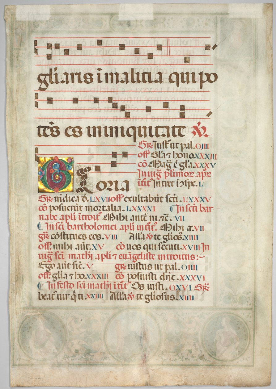 Folha de um Gradual: Inicial decorada (verso) de Jacopo Filippo d