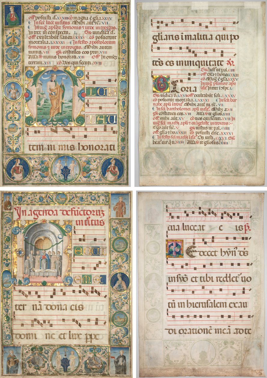 Par de Graduados: Inicial (M) com Santo André (reto) e Missa dos Mortos (reto) de Jacopo Filippo d