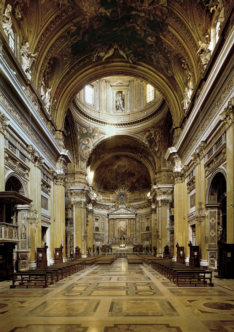 Vista interior do Chiesa del Gesu, construído 1568-75 de Jacopo Vignola