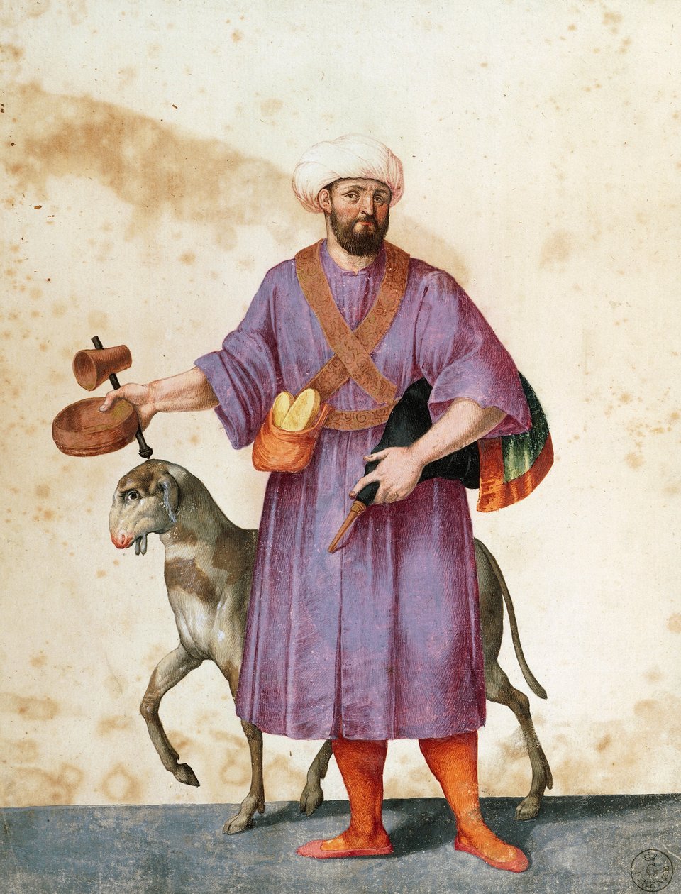Pastor turco com ovelhas, desenho de Jacopo Ligozzi (1547-1627) de Jacopo Ligozzi