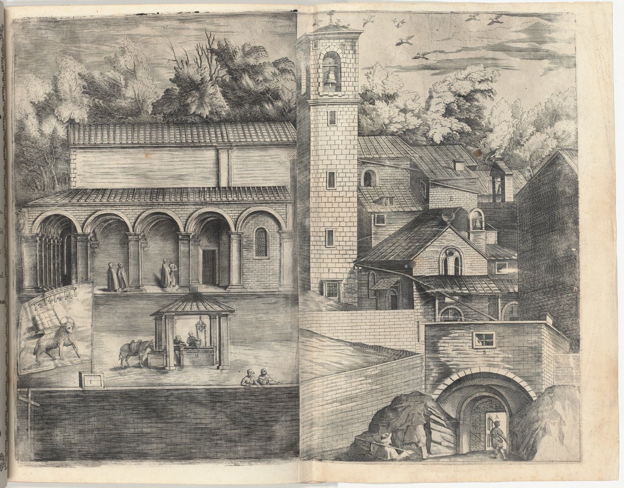Vista do Quadrante: a Porta Principal, a Praça, a Igreja e a Loggia do Mosteiro do Monte della Vernia. Este ano é MD de Jacopo Ligozzi