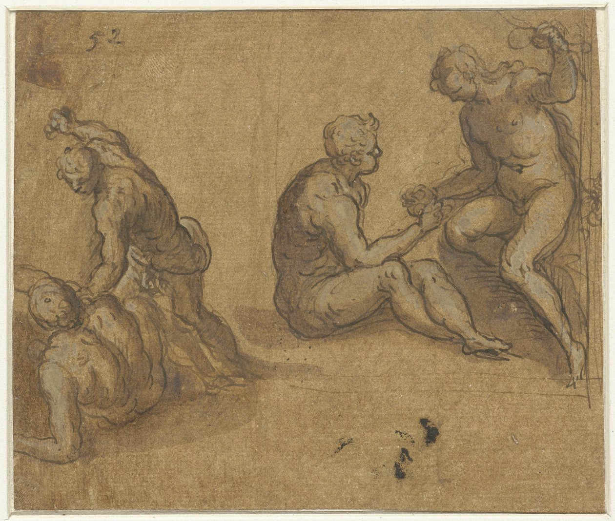 Adão e Eva debaixo da árvore e Caim matando Abel de Jacopo Palma (il Giovane)