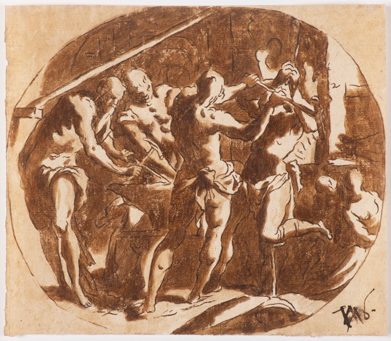 Hefesto na Forja. de Jacopo Palma il Giovane the Younger
