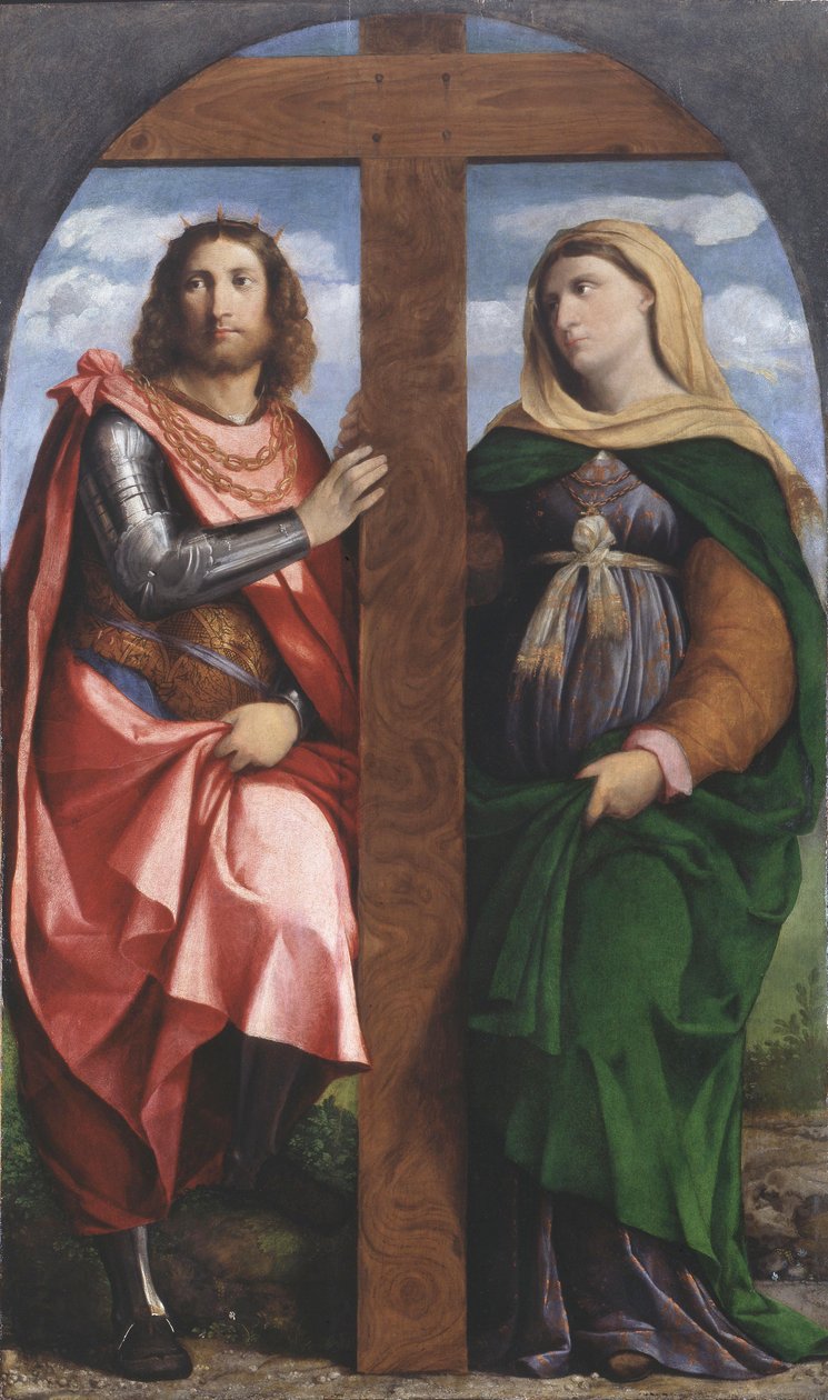 Exaltação da cruz. Santos Constantino, o Grande, e Helena, 1520-1522. de Jacopo Palma il Vecchio the Elder