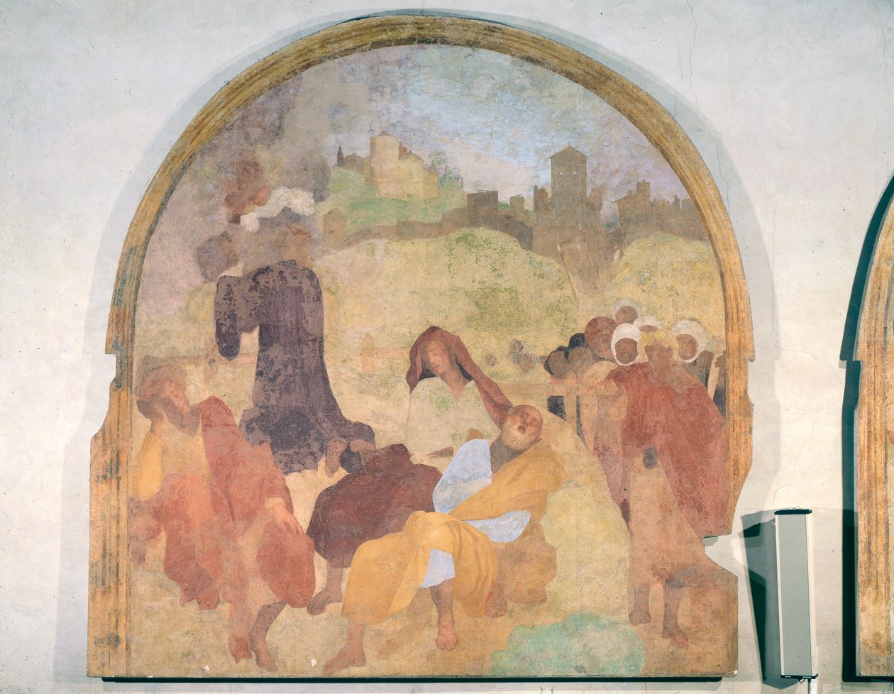 Cristo no jardim, luneta do ciclo de afresco da paixão, 1523-6 de Jacopo Pontormo