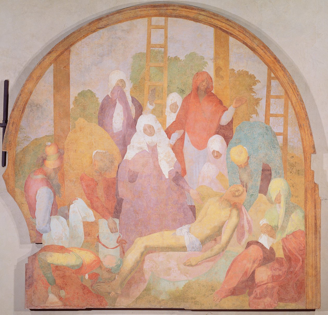 Deposição, luneta do ciclo de afresco da paixão, 1523-6 de Jacopo Pontormo