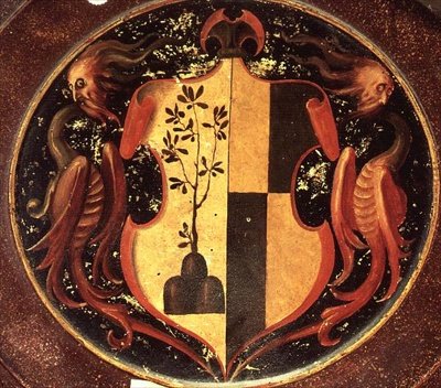 Heraldic Shield, c.1529 (óleo sobre painel) (verso de 50329) de Jacopo Pontormo