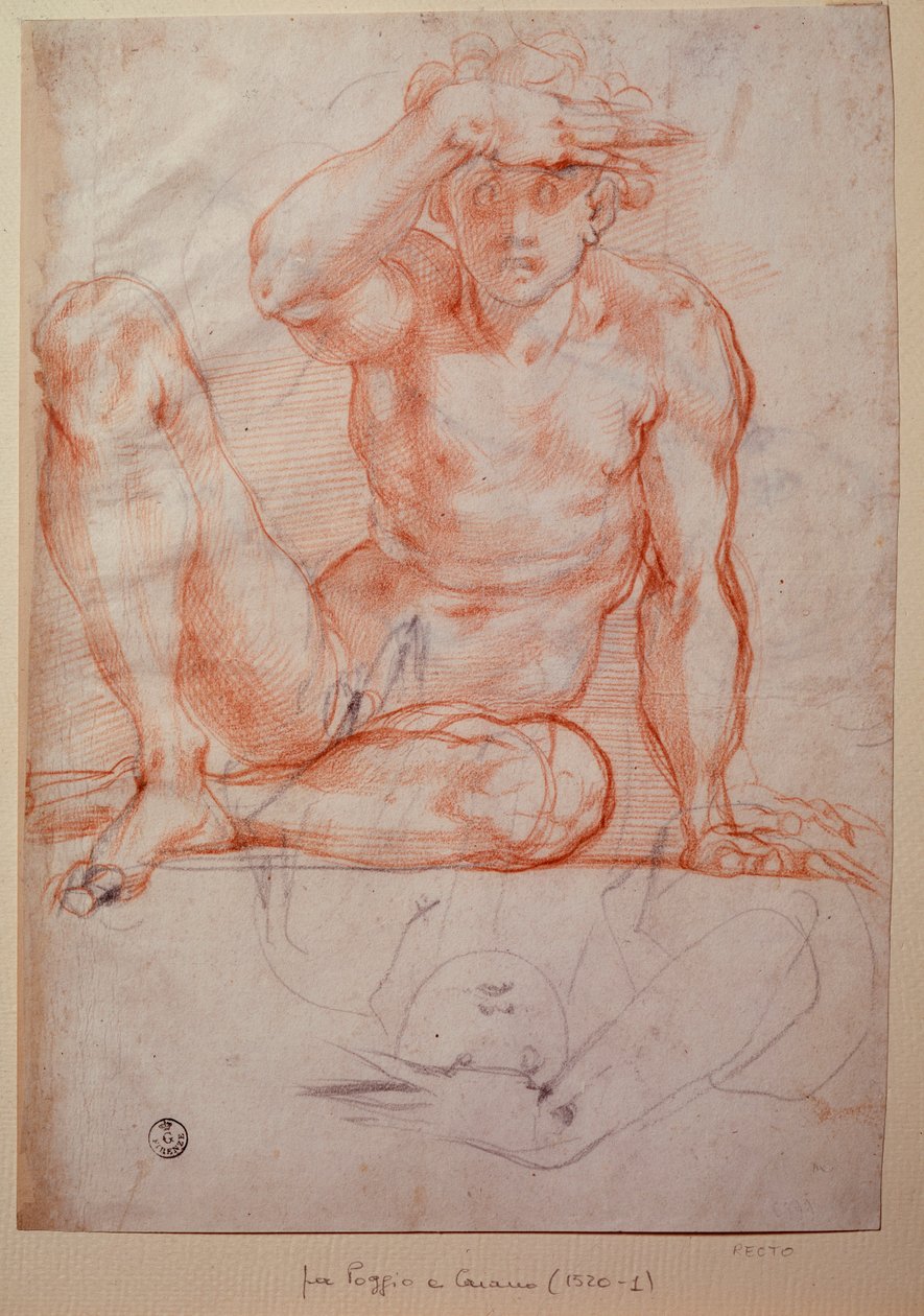 Homem nu - Desenho de Jacopo Pontormo
