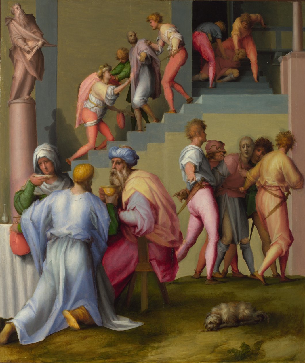 Faraó com seu mordomo e padeiro de Scenes from the Story of Joseph, ca 1515 de Jacopo Pontormo