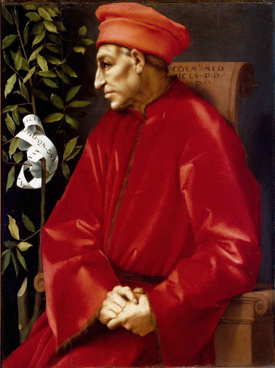 Retrato de Cosimo (Cosimo de Medici), dit Cosimo the Old Medici (1389-1464) Pintura de Jacopo (Iacopo) Carrucci dit il Pontormo (Pontormo) (1494-1556) 1518-1519 Sol. 86x65 cm Florença, Galeria Uffizi (Escritórios) ©Luisa Ricciarini/Leemage de Jacopo Pontormo