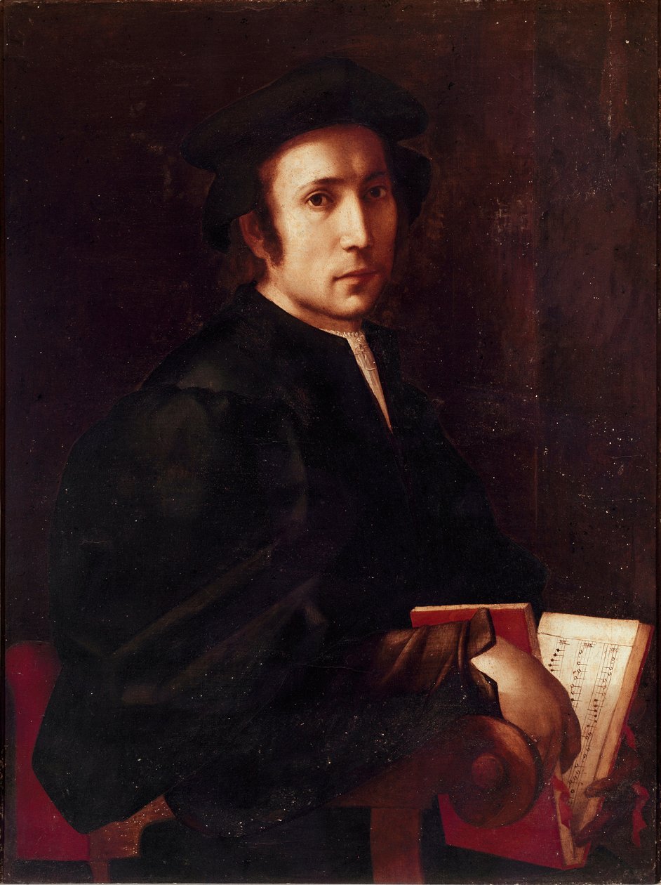 Retrato da Pintura Musical de Jacopo (Iacopo) Carrucci dit il Pontormo (Pontormo) (1494-1556) 1518-1519 Sol. 88x67 cm Florença, Galeria Uffizi (Uffizi) de Jacopo Pontormo