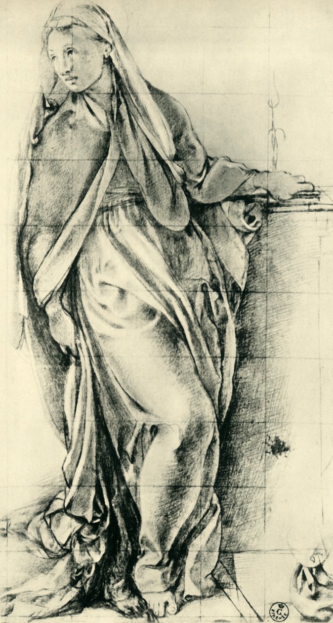 Esboço da Virgem Maria para uma Anunciação, meados do século XVI, 1943. de Jacopo Pontormo