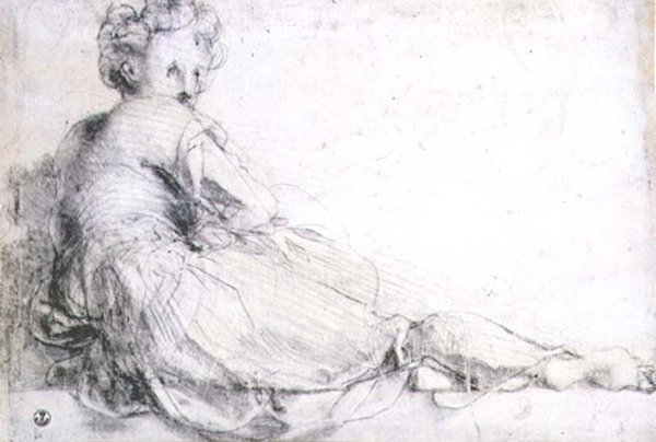Estudo de uma figura feminina para a Villa Medici em Poggio a Caino (carvão vegetal) de Jacopo Pontormo