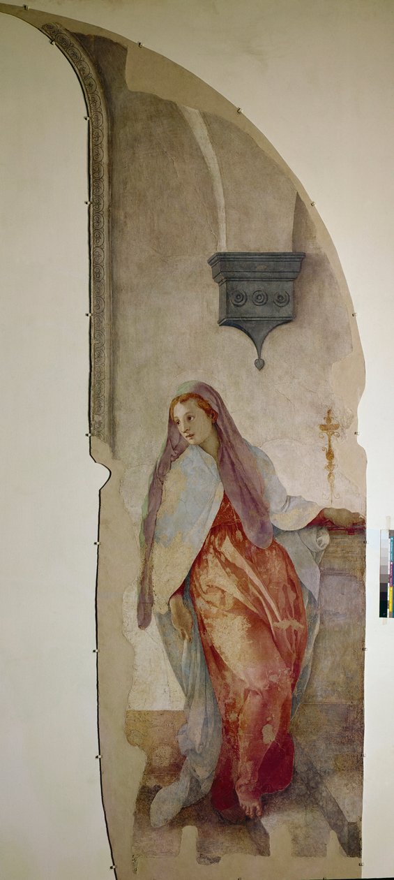A Anunciação, detalhe da Virgem (Fresco de Jacopo Pontormo