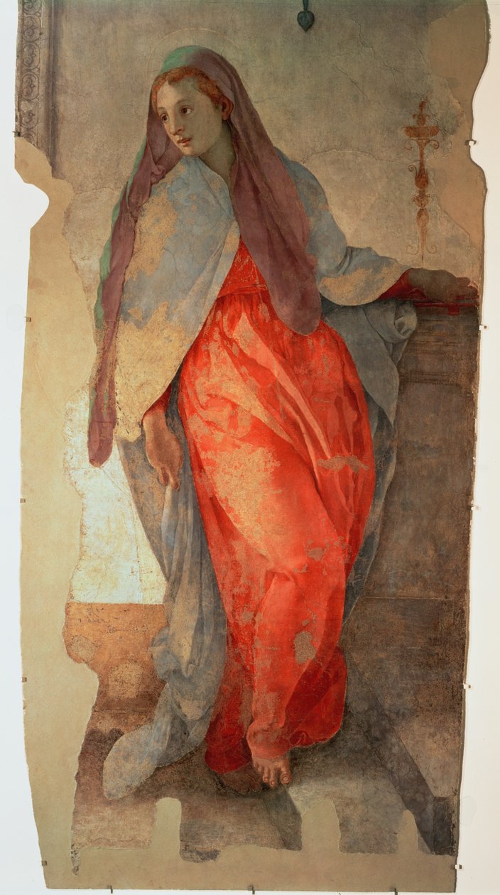 A Anunciação, detalhe da Virgem, detalhe afresco c.1527 de 57520, ver também 94964 de Jacopo Pontormo