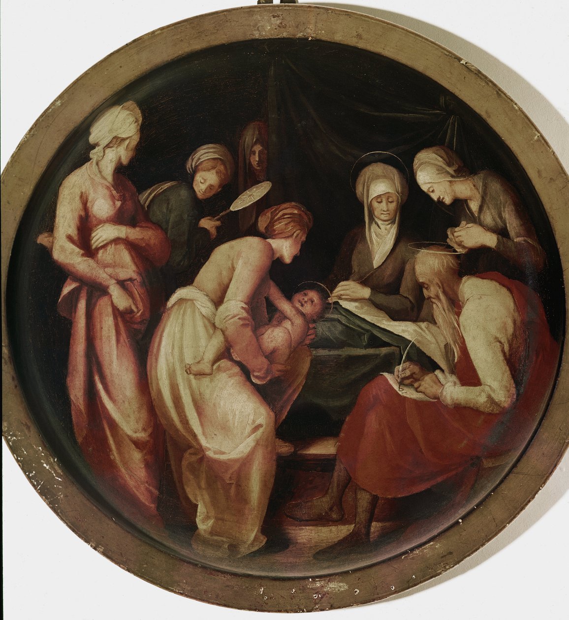 O Nascimento de São João Batista (óleo sobre madeira de Jacopo Pontormo