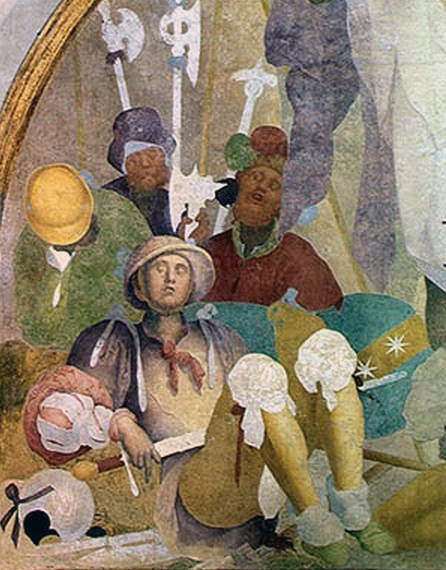 A ressurreição, luneta do ciclo de afresco da paixão, 1523-26 de Jacopo Pontormo