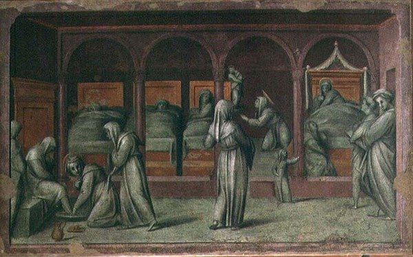 A Ala das Mulheres no Hospital de São Mateus (fresco) de Jacopo Pontormo