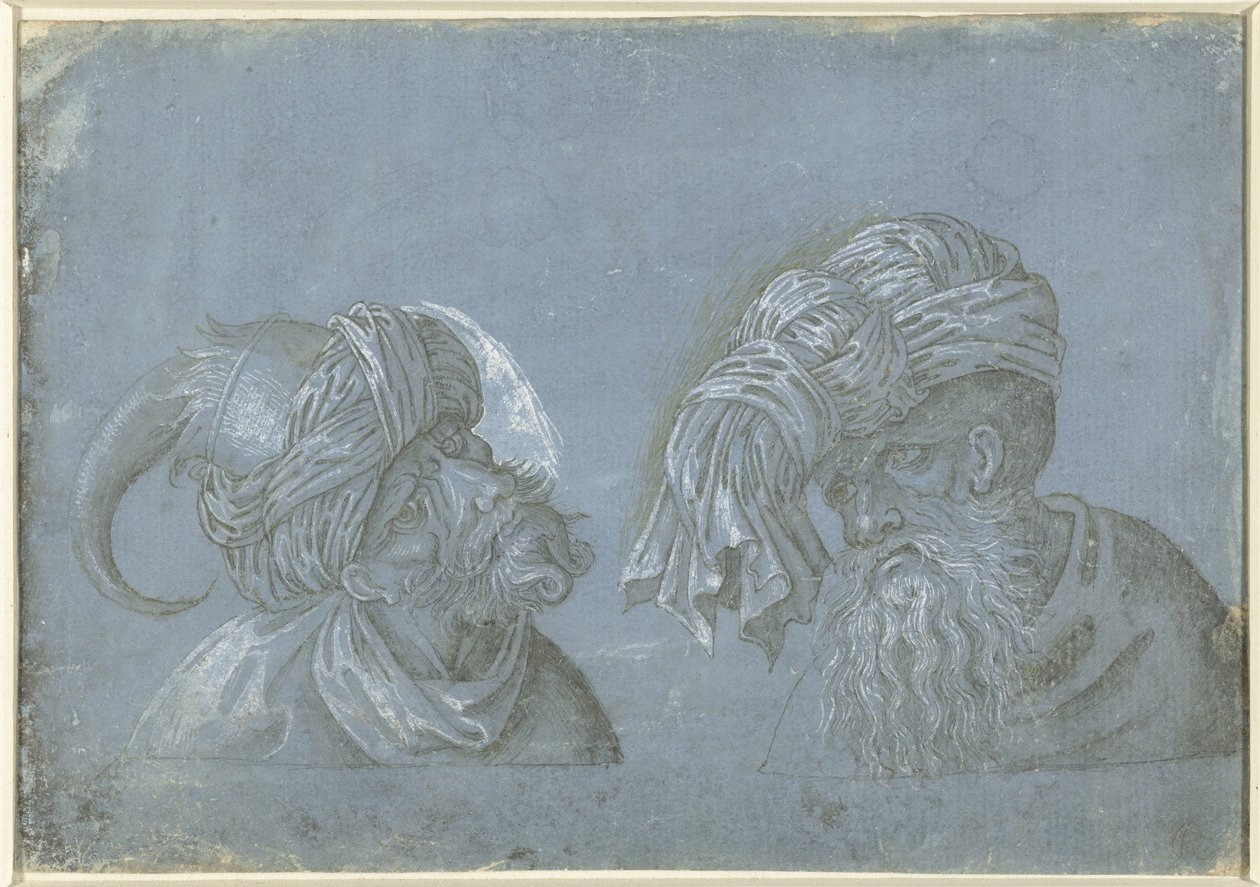 Duas cabeças de homens com protectores de cabeça
Cabeças de homens com protectores de cabeça exóticos (título da série) de Jacopo Ripanda (attributed to)