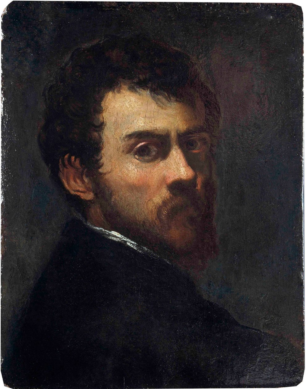 "Autoportrait en jeune homme" (Auto-retrato em jovem) Peinture de Jacopo Tintoretto dit le Tintoret (1518-1594) - 1548 - Óleo sobre madeira Dim 45,7x36,8 cm Victoria and Albert Museum de Jacopo Robusti Tintoretto