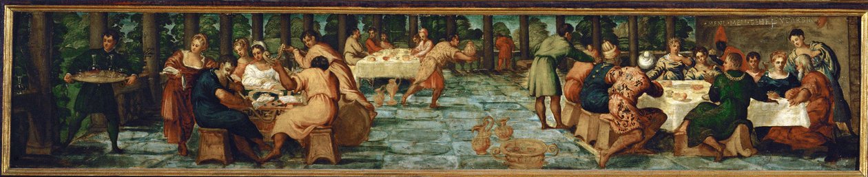 Banquete de Belsazar (óleo sobre madeira de abeto) de Jacopo Robusti Tintoretto