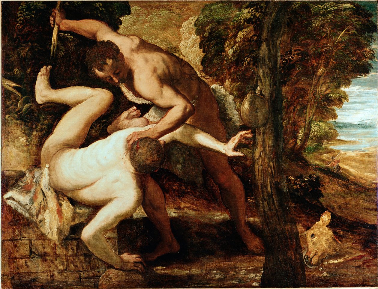 Caim matando Abel Painting por Jacopo Robusti dit il Tintoretto (Tintoret) (1518-1594) 1550-1553 Sol. 149x196 cm Galeria da Accademia, Veneza de Jacopo Robusti Tintoretto