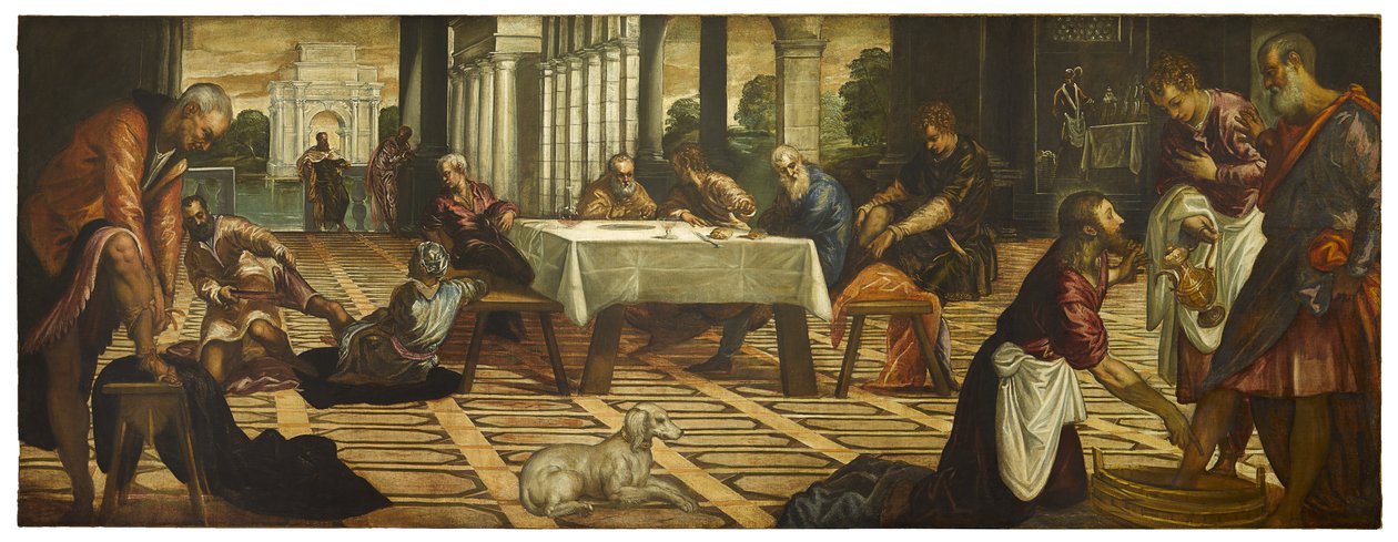 Cristo lavando seus pés discípulos, c. 1545-55 de Jacopo Robusti Tintoretto