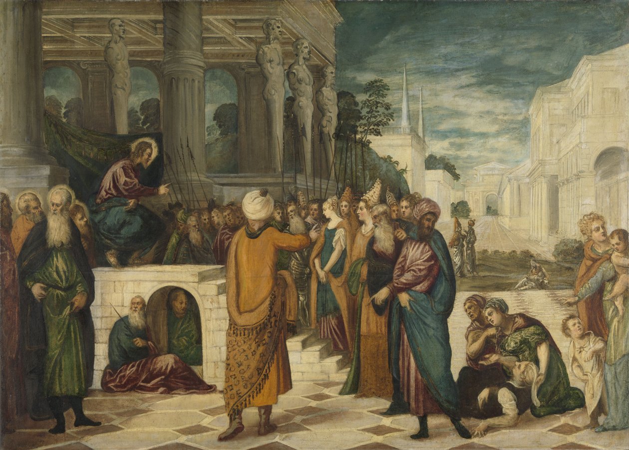 Cristo e a adúltera, 1550-80 de Jacopo Robusti Tintoretto